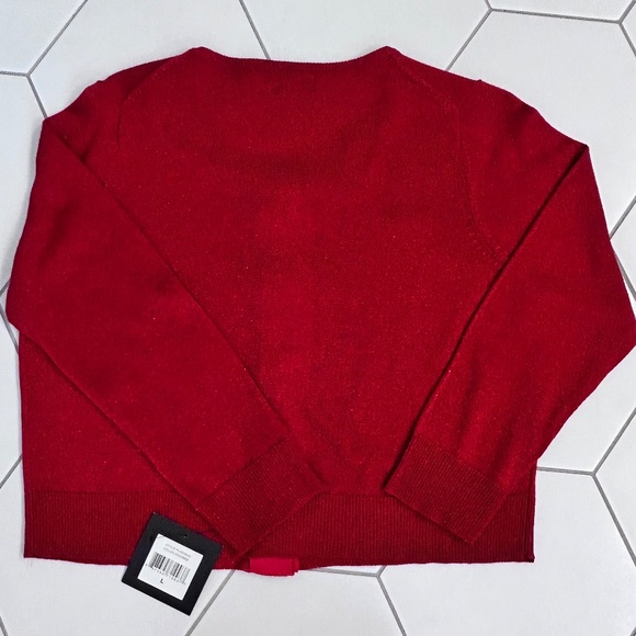 Red Ellen Tracy Cropped Sweater with Metallic Flecks, Size L, NWT - Picture 4 of 4